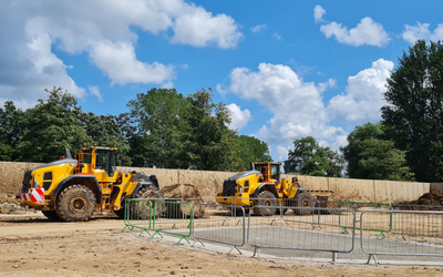 SER Volvo L260H and L180H loading shovels parked up at the HS2 site in Uxbridge